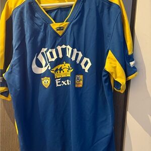 Corona Modello Blue and Yellow Men's Soccer Jersey- like new/ Vintage Y2K